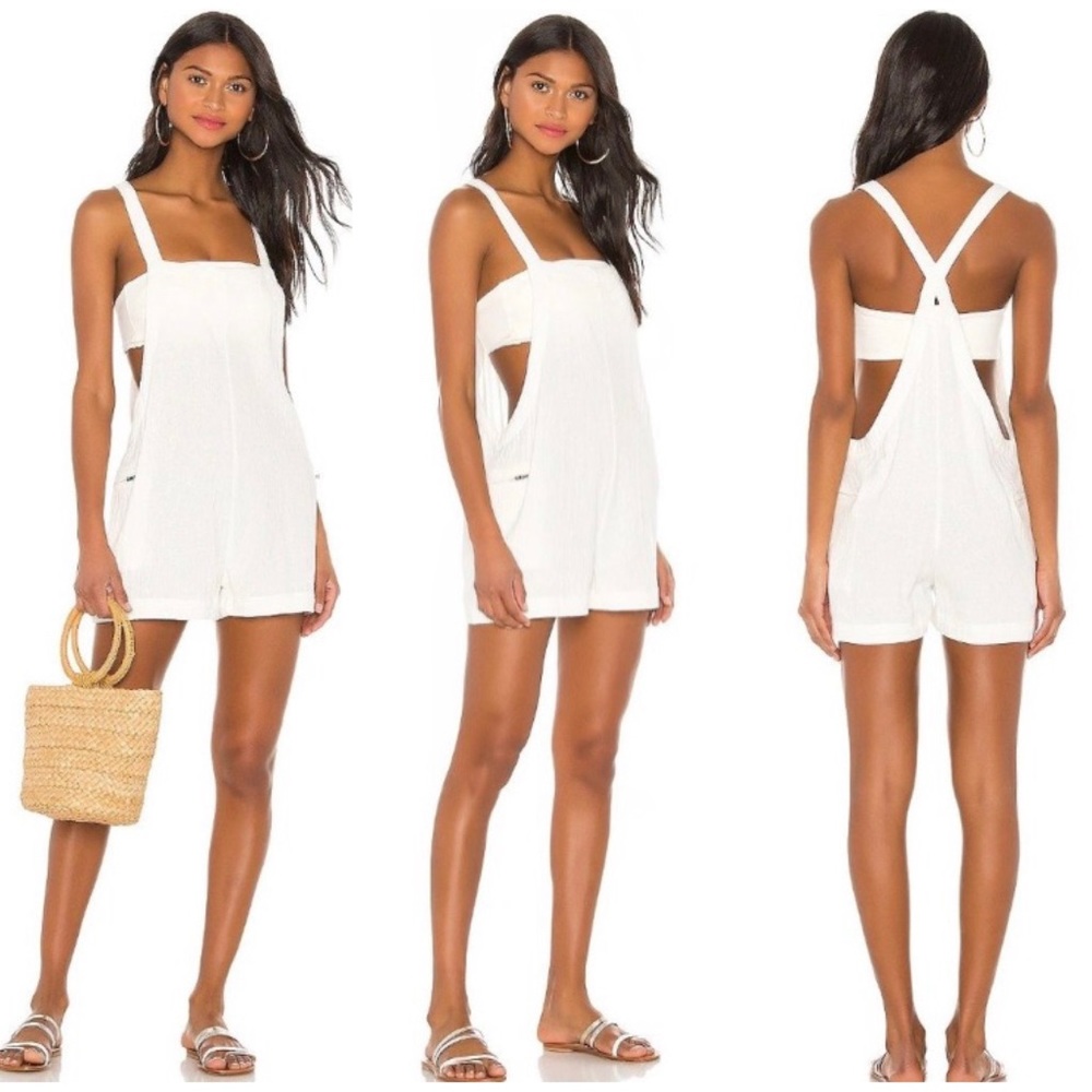Mikoh Mekia Square Neck Romper in Bone